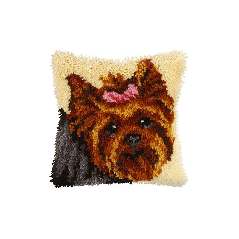Orchidea Latch Hook Kit: Cushion: Yorkie, Multi, 25.5cm x 25.5cm