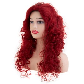 RicHyun Long Curly Wavy Red Wigs for Women Synthetic Natural Fluffy Costume Cosplay Hair Wig,27inch