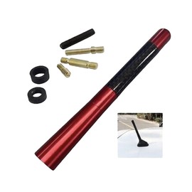 MAD PAINTS Universal 12cm Car Antenna Car Aerial Mini RED Carbon Fibre Mod Roof Radio FM