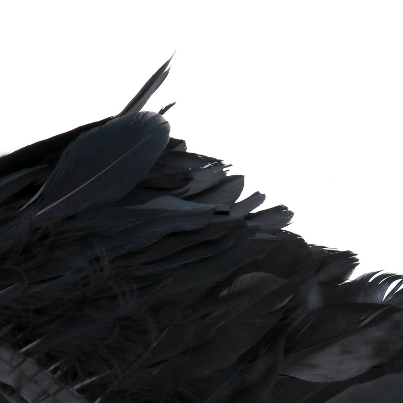 YINETTECH 1 x 2 m Goose Feather Feather Trim Black