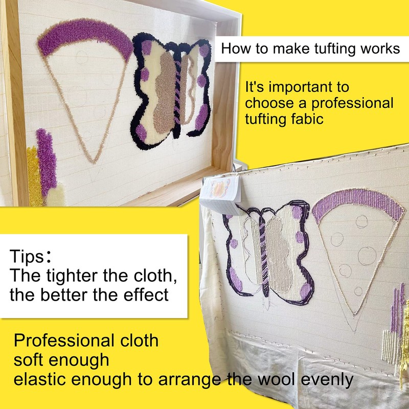 Primary Tufting Cloth with Marked Lines, Large Size Needlework Fabric,