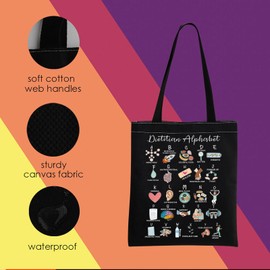 MNIGIU Dietitian Tote Bag Dietitian Appreciation Gift RD Bag Nutritionist Gift Dietitian Graduation Gift (Dietitian Black)