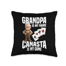 Canasta Grandpa Score Sheets Player Card Game Set Canasta Throw Pillow