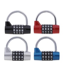 Vogueingtoool D Lock 1 Piece Bicycle Lock with Combination Padlock for Travel Bag Suitcase Bike Locks Red