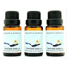 Tahitian Vanilla 3 Bottles 1/2 FL Oz Each (15ml) Premium Grade Scented Fragrance Oil by Crazy Candles