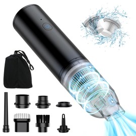 Aumotop 100W 5-in-1 Handheld Vacuum Cleaner with 10000Pa Suction, HAPA Filter, Compact Design, Multi-Functional with Lighting and Inflation Capabilities for Home, Car Use