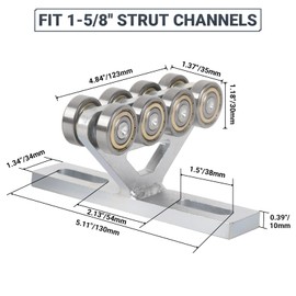 Dawot 2Pcs 8 Wheel Hoist Roller Trolley for Electric Hoist Installation Strut Channel Trolley Assembly for 1-5/8" Wide or Taller Strut Channel Suitable for Garage Hoist Systems