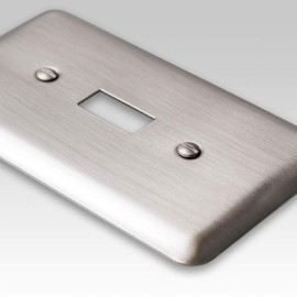 Amerelle Devon Round Corner Single Rocker/Single Duplex Steel Wallplate in Brushed Nickel