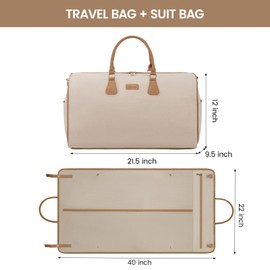 LOVEVOOK Garment Bags for Travel,3 in 1 Garment Duffle Bags for Travel with Shoe Pouch,Carry on Garment Bag for Women Men,Hanging Suitcase Suit Dress Business Travel Bag Weekender Bag