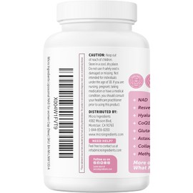 Women’s NAD+ Support Capsules – 180 Veggie Capsules, 12-in-1 Advanced Formula with Pathway, Resveratrol, Hyaluronic Acid, Glutathione & Collagen