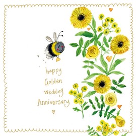 Alex Clark Happy Golden Wedding Anniversary Bee Foil Card - Bees - Floral - Nature - Plants - Cards To Celebrate - Designed and Printed in the UK…