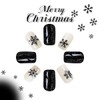 Medium Press on Nails Square Black White Fake Nails with
