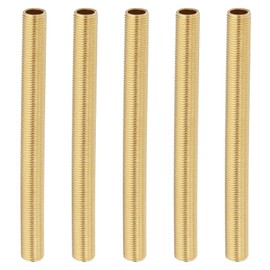 PATIKIL M10 Fine Thread Brass Lamp Pipe Nipple, 5 Pcs 100mm/ 3.9" Length Hollow Tube Adapter Coupler Connector Pipe Fitting Hardware DIY Repair Part for Lamp Lights