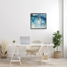 Stupell Industries Abstract Blue Paint Chaos Bold Rigid Movement, Designed by Sarah Stockstill Black Framed Wall Art, 24 x 24