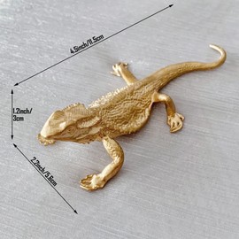 Tricune - Figura decorativa de metal sólido con diseño de lagarto dorado para decoración de computadora en casa, oficina, jardín, lagarto