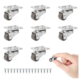 GNYOHUA 8Pcs Small Caster Wheels, 1/2inch Mini Swivel Caster Wheels, Low Profile Self Adhesive Caster Wheels for Furniture,Kitchen Appliances, Projects, Planters,Mop Bucket