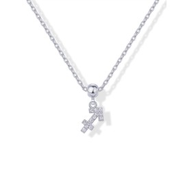 PAVOI Rhodium Plated Astrology Necklace for Women | Cubic Zirconia Horoscope Charm Sliding Adjustable Necklace | Dainty Zodiac Necklace | Sagittarius, White Gold, Cubic Zirconia
