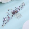 Lenjicons Crystal Rhinestone Wedding Hair Comb Purple Rhinestone Beads Wedding