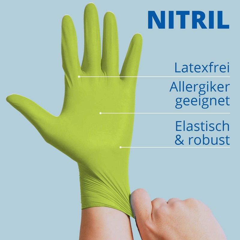 Med-Comfort Apple Nitrile Gloves, Apple Green, Size L, Powder-Free, Nitrile