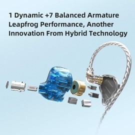 G.K KZ Zax Metal Headset 7BA+1DD Hybrid 16 Drivers Auriculares HiFi Bass Auriculares con Monitor de oído Auricular Deportivos con cancelación de Ruido(Sin Mic,Plateado)