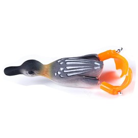 FOLANDO Soft Fishing Lures,3D Fishing Baits Double Propeller Floating Duck Swimming Lures Artificial Plopping Splashing Feet for Fishing 8.5cm12g