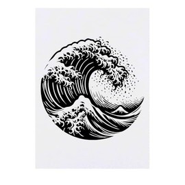 'Tsunami Ocean Wave' Temporary Tattoo - Water Resistant, Skin-Safe, Non-Toxic Transfer (TO00076335)