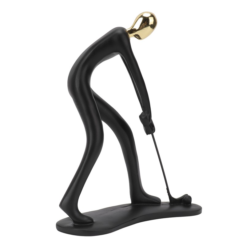 Golfer Sculpture Gold Head Hand Crafted Abstract Resin Golfer Ornament