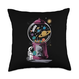 Gumball Machine Astronaut Exploring Planets Throw Pillow