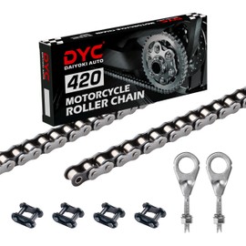 DYC 420 Mini Bike Chain Kit - Front 42 & Rear 90 Link Roller Chain with Adjuster for Coleman CT200U/CT200U-EX/BT200X, Baja Warrior MB200/MB165, Massimo, Predator 212 196cc/200cc 6.5HP (ATV/Dirt Bike)
