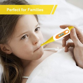 Easy@Home Digital Oral Thermometer for Adult and Kid, Accurate Fast Reading Body Temperature Thermometer for Oral and Underarm Measurement with Fever Alarm, EMT-021B-Yellow