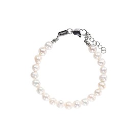 Vielring Freshwater Pearl Bracelet - Natural Pearl Bracelet - Pearl Bracelet - Genuine Freshwater Pearl Necklace - 6mm Width - Various Lengths 16+3cm and 19+3cm, Stainless Steel, Pearl