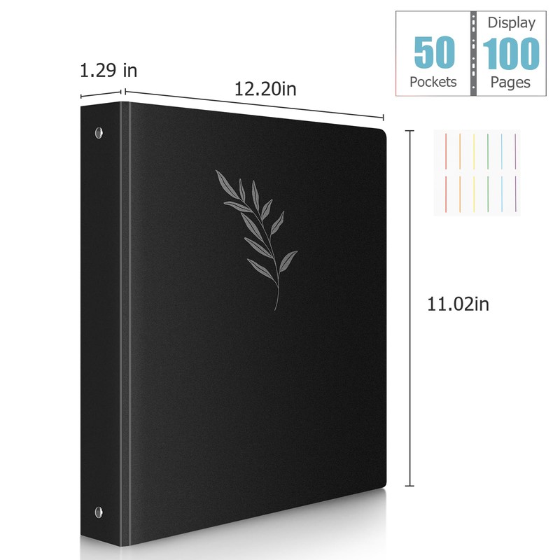 Uquelic 50-Pocket Binder with Plastic Sleeves for Letter/A4 Size(11" x