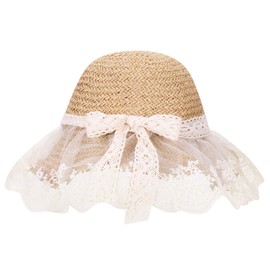 Baby Toddler Straw Hat Girls Summer Sun Hat with Chin Strap Travel Beach Cap Sun Protection Foldable Outdoor Holiday Straw Sun Cap Hat Girls Age 2 3 4 Years (UK, Age, 2 Years, 4 Years, Beige)