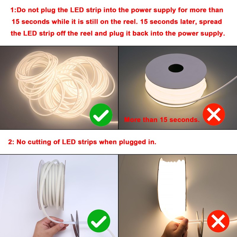 BENLUN AC 110V COB LED Strip Lights Outdoor Waterproof 65.6ft,