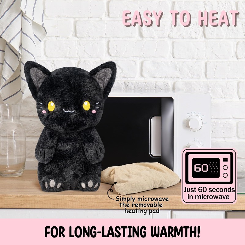 Black Cat Microwavable 1.5 lbs Unscented Heating Pad for Women