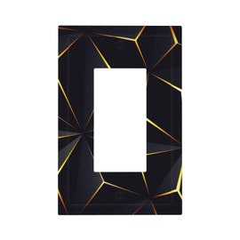 2 Gang Single Rocker Light Switch Cover Plate Abstraction Decorative Wall Plates GFCI Plastic Black Gold Faceplate for Farm House Bedroom Kitchen Living Room Decora