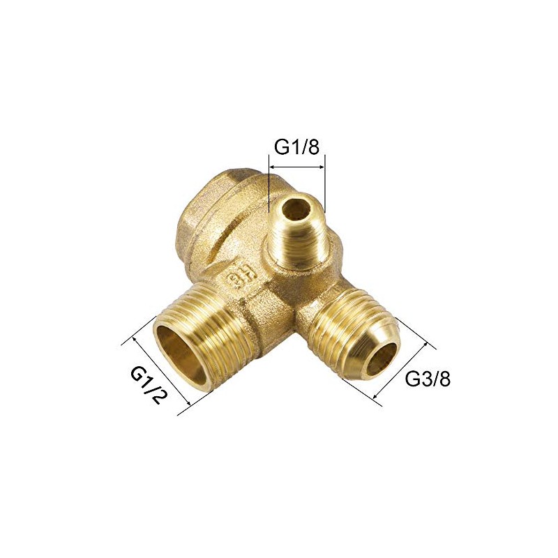 ZLYY 90-Degree Right Check Valve, 3-Port Brass Male Threaded Air