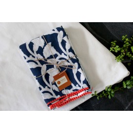 TARAN LIVING Printed Kitchen Dish Bar and Tea Towels Cotton, 18x28 inch with Trims, Cotton Dish Towel Sets (Allover Blue, Set of 6)