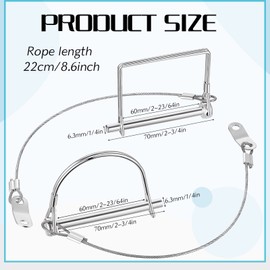 Umigy 10 Pcs Trailer Coupler Pin with Steel Quick Release Ring, 2-3/4" x 1/4" (L x W) Shaft Locking Coupler Pin for Farm Trailers Wagons Towing, Lawn, and Hitches, Prevents Loss(Silver)