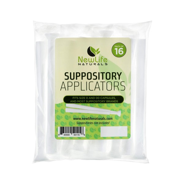 Disposable Plastic Vaginal Suppository Applicators: Individually Wrapped Suppository Applicator for Women - Fits Most Boric Acid Suppositories, Pills, Tablets and Size 0 and 00 Capsules - 16 Pack
