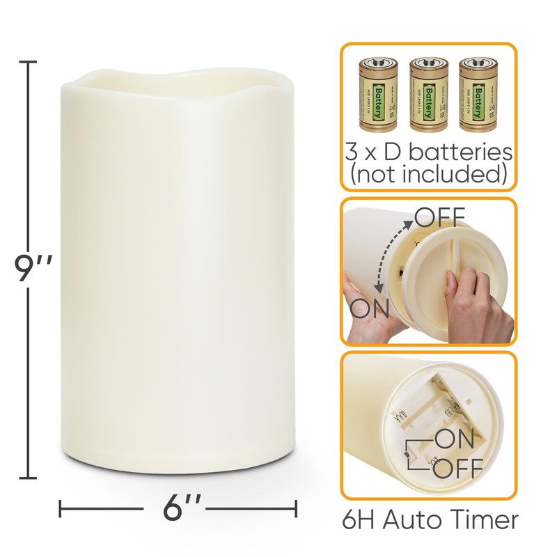 Homemory 6" x 9" Extra Large Outdoor Waterproof Candle with