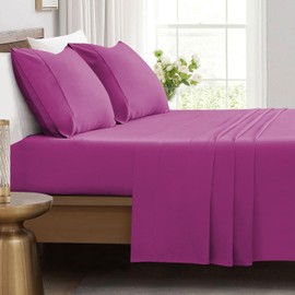 IR Imperial Rooms Twin Sheet Set - 3 Piece Luxury Hotel Bedding Sheets & Pillowcases - Soft Brushed Microfiber Cooling Purple Bed Sheets Deep Pocket up to 16 inch Easy Fit Shrinkage and Fade Resistant