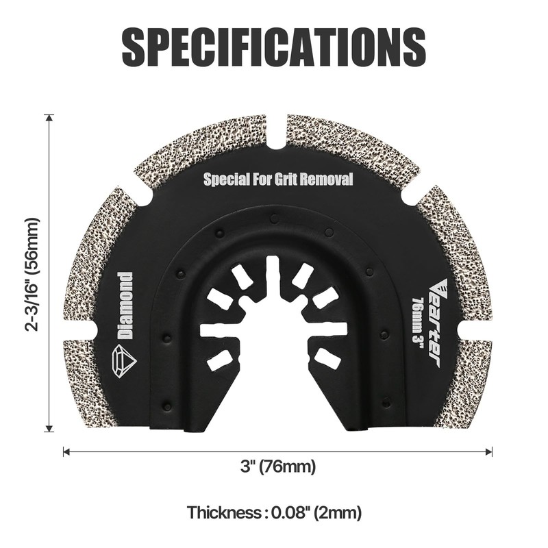Vearter Diamond Oscillating Saw Blades 4PCS, 3'' Universal Multitool Blades