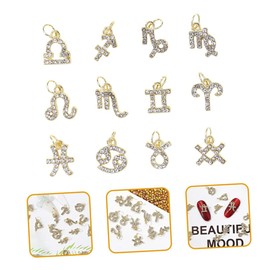 WOONEKY 12pcs Zodiac Nail Art Charms Shiny Rhinestone Nail Decorations for Unique Manicure Design Creative Signs Decor for Elegant and Stylish Art