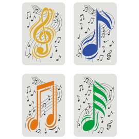 FINGERINSPIRE Set of 4 Music Notes Stencils 29.7 x 21 cm Music Stencils in 4 Styles Music Template Music Notes Melody Stencil for Painting on Wood, Floor, Furniture, Walls and Paper