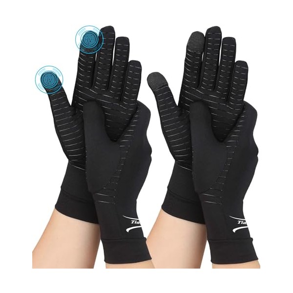 Tianhengyi 2 Pairs Copper Arthritis Gloves for Relief Pain for