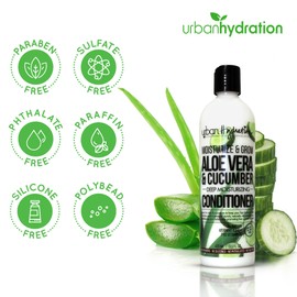 Urban Hydration Hydrate and Grow Aloe Vera & Cucumber Moisturizing Conditioner, Promotes Hair Growth and Hydration - Silicone, Paraben and Sulfate Free - 13.5 FL Oz