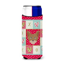 Caroline's Treasures CK5086MUK Australian Mist Cat Love Ultra Hugger for Slim cans, Red Can Cooler Sleeve Hugger Machine Washable Drink Sleeve Hugger Collapsible Insulator Beverage Insulated Holder