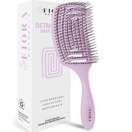 Fiora Naturals Hair Detangler Brush for women - Anti Static Paddle Brush for long hair w/soft Bristles- Glide Through Tangles with Ease - Detangling Brush for Curly, Thick, Fine - Wet or Dry Hair