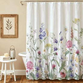 Lindameler Floral Shower Curtain for Bathroom Farmhouse Rustic Vintage Wildflower Shower Curtain Waterproof Fabric Bath Curtain for Boho Floral Bathroom Decor 72 X 72 Inch